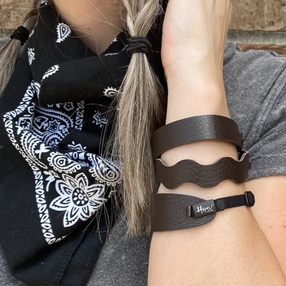 Hipsy Bracelet Adjustable Brown Skinny Wave or Wide Hippie Fashion Leather Cuff - Picture 1 of 5